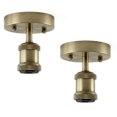 2 Pack Of Retro Flush Mount E27 Single Head Fully Earth Ceiling Light Lamp Holder Sconce Chandeliers Pendent Set from B&Q