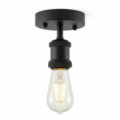 Single Head Fully Earth Ceiling Light Retro Flush Mount Black E27 Lamp Holder Sconce Chandeliers Pendent Set from B&Q