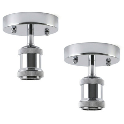 2 Pack Of Single Head Fully Earth Ceiling Light Retro Flush Mount Chrome E27 Lamp Holder Sconce Chandeliers from B&Q