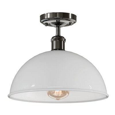 Industrial- Semi Flush Mount Vintage Ceiling Light Metal 30Cm Dome Lampshade Pendant Light For Living Room from B&Q