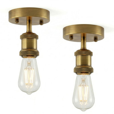 2 Pack Of Single Head Fully Earth Ceiling Light Retro Flush Mount E27 Lamp Holder Sconce Chandeliers Pendent Set from B&Q