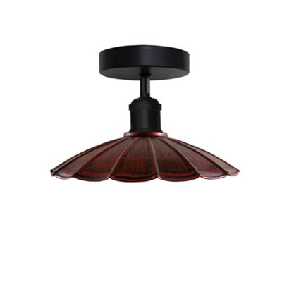Industrial-Semi Flush Mount Vintage Ceiling Light Industrial Metal 22Cm Umbrella Lampshade Pendant Lighting For Dining Room from B&Q