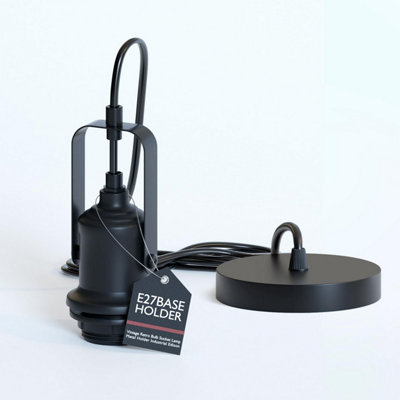 E27 Metal Pendant Light Fitting KitIncludes Lock Ring And 100Cm Braided Flex Black Cable. from B&Q