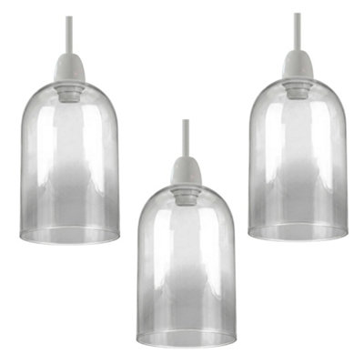 3Pack Clear Glass Lamp Shade Dome 23Cm Height X 14.5Cm Diameter E27 Compatible For Kitchen Living Room And Hallway from B&Q