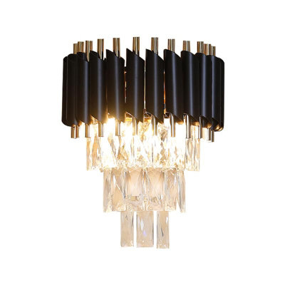 Crystal Wall LightModern Wall Lamp Indoor With 3 Tiers CrystalsBlack & Gold Finish2Xe14 Luxury Crystal Sconce Light from B&Q