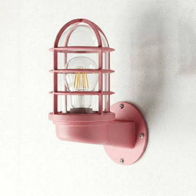 Ledsone Industrial Nautical Wall Sconce With Pink Metal Cage And E27 Holder For Bedroom Living Room Or Hallway from B&Q