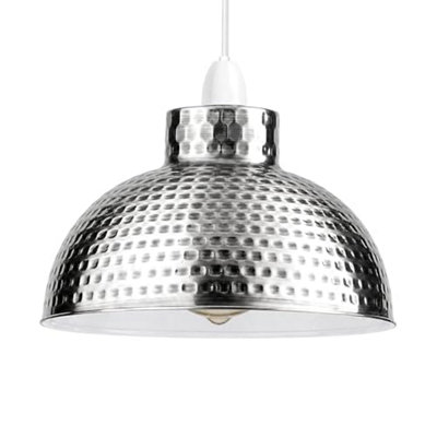  - Chrome Metal Light Shade 26Cm Easy Fit Ceiling Lampshade For Living Areas And Offices