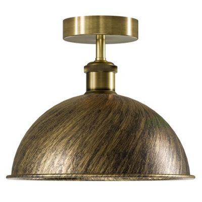 Vintage Flush Mount Ceiling Light With 21Cm Dome Lampshade Durable Metal E27 Flush Light Fitting For Livingroom Kitchen from B&Q