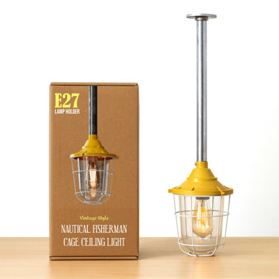 Industrial Pendant Light Fitting 40Cm Galvanized Steel With Metal 21Cm Cage Hanging  Conduit Pendant Lamp E27 Base from B&Q