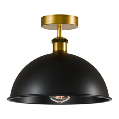 Industrial Semi Flush Mount Ceiling Light E27 Metal 21Cm Dome Lampshade Modern Flush Ceiling Lamp For Kitchen Bedroom from B&Q