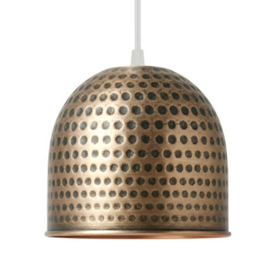  - Metal 12Cm Round Lampshade Antique Bronze Fine Dotted E27 Easy Fit