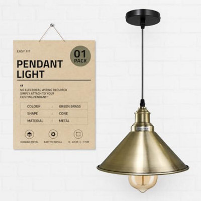  - Vintage Industrial Pendant Lamp With E27 Holder And 10Cm Ceiling Plate