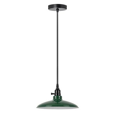  - Industrial Green Metal Pendant Light E27 Adjustable Hanging LampVintage Dome Ceiling Light With Switch Holder & Cable