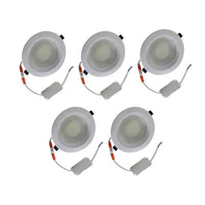  - Led Recessed Ceiling Downlights Pack Of 5 15W Cool White 6000K Slim Dimmable Adjustable Spotlights