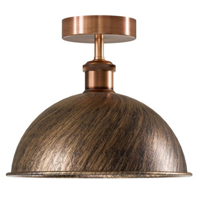 Vintage Flush Mount Ceiling Light With 21Cm Dome Lampshade Durable Metal E27 Flush Light Fitting For Livingroom Kitchen from B&Q