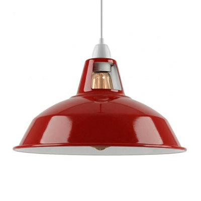  - Metal E27 Red Pendant Light Shade With Reducer PlateIndustrial Style Ceiling Lamp Shade31.5CmModern Kitchen And Dining