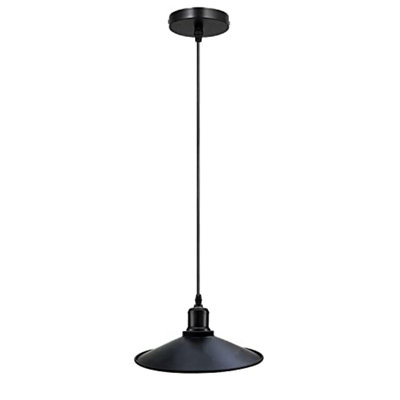  - Industrial-Style E27 Led Pendant Light With Adjustable 95Cm Cable And Black Metal Shade
