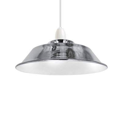 22Cm Chrome Metal Bowl Lampshade For Pendant Light Replacement Living RoomBedroom from B&Q