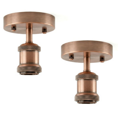 2 Pack Of Single Head Fully Earth Ceiling Light Retro Copper Flush Mount E27 Lamp Holder Sconce Chandeliers from B&Q