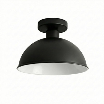 Industrial-Semi Flush Mount Vintage Ceiling Light Metal 21Cm Dome Lampshade Pendant Light For Farmhouse Porch Kitchen from B&Q