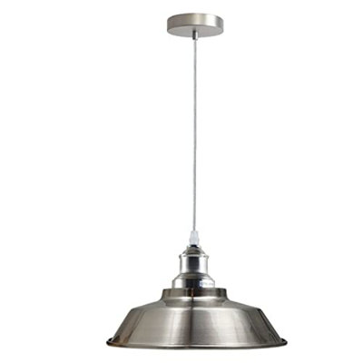  - Dc Voltage Single Indoor Nickel Ceiling Pendant Light 22Cm Fitting With E27 Bulb For Industrial And Modern Spaces Such As