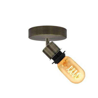 Industrial Vintage Style Ceiling Spotlight With 180 Degree Adjustment Green Brass Finish And E27 Bulb Holder from B&Q