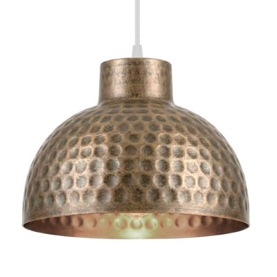  - Antique Bronze Fine Dotted Dome Metal 26Cm Lampshade E27 Easy Fit