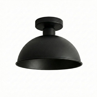 Industrial-Semi Flush Mount Vintage Ceiling Light Metal 21Cm Dome Lampshade Pendant Light For Farmhouse Porch Kitcen from B&Q