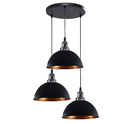  - Industrial Ceiling Light3-Light E27 Black Metal Pendant Lamp Fitting