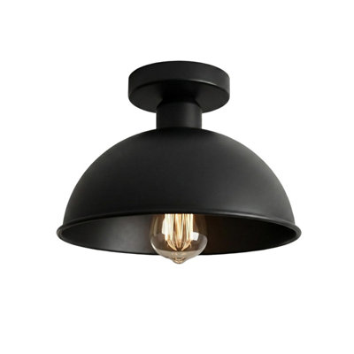 Industrial-Semi Flush Mount Vintage Ceiling Light Metal 21Cm Dome Lampshade Pendant Light For Farmhouse Porch Kitchen from B&Q