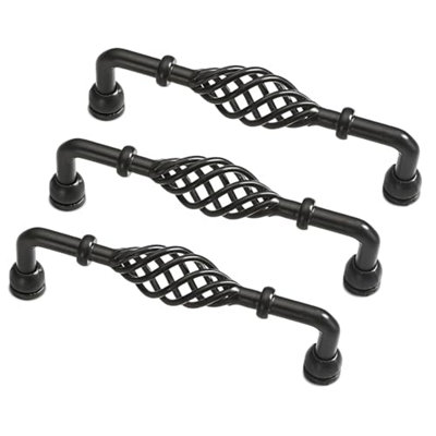 Ledsone Black Birdcage Cabinet Handles 96mm Aluminium Drawer Pull Handles For Cupboards Pack Of 3 from B&Q
