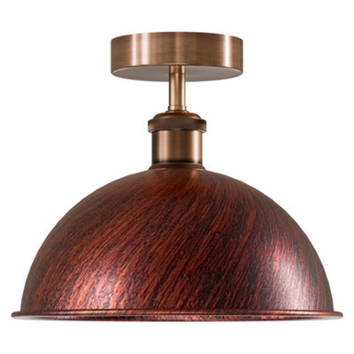 Vintage Flush Mount Ceiling Light With 21Cm Dome Lampshade Durable Metal E27 Flush Light Fitting For Livingroom Kitchen from B&Q