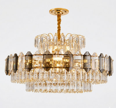  - Ledsone Luxury Crystal Pendant Light Golden Crystal Chandelier Lights