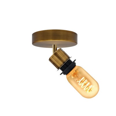 Vintage Yellow Brass Ceiling Light 180 Degree Rotating Fixtures With Bulb from B&Q