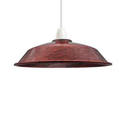  - Rustic Red Vintage Metal Pendant Light Shade 36Cm E27 Easy Fit Ceiling Light For KitchenLiving Room Or Bedroom.