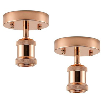 2 Pack Of Single Head Fully Earth Ceiling Light Retro Rose Gold Flush Mount E27 Lamp Holder Sconce Chandelier from B&Q
