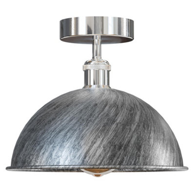 Industrial Flush Mount Ceiling Light With 21Cm Dome Lampshade Anti Rust Durable E27 Flush Light Fitting For Living Room from B&Q