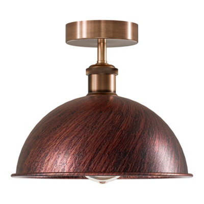 Industrial Flush Mount Ceiling Light With 21Cm Dome Shade And E27 Light Holder Semi Flush Light Fitting For Kitchen from B&Q