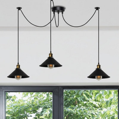  - Spider Pendant Lamp 3 Way Hanging Black Ceiling Lamp Lighting