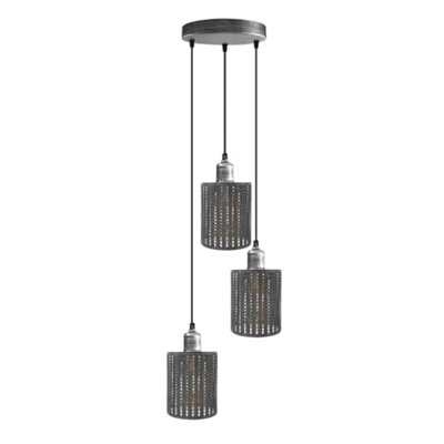 B&Q Rustic Red Industrial Ceiling Light - 3-Head E27 Metal Shade With Adjustable Hanging Fixture For Kitchen, Living Room