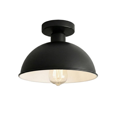 Industrial-Semi Flush Mount Vintage Ceiling Light Metal 21Cm Dome Lampshade Pendant Light For Farmhouse Porch Kitcen from B&Q