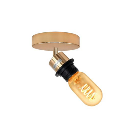 Modern French Gold E27 Ceiling Spotlight Fixture  Adjustable 180 Degree Single Bulb Holder from B&Q