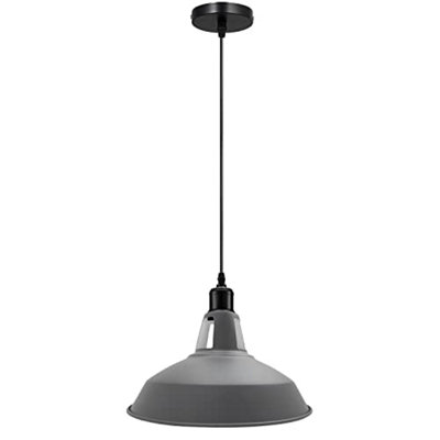  - Industrial Vintage E27 Pendant Light With Adjustable Grey Barn Slatted Shades