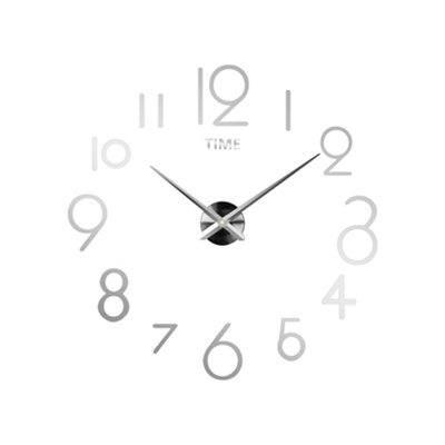 Dc Voltage Modern Diy Large Wall Sticker Clock Acrylic Wall Clock Sticker Mirror Effect Wall Clock (Silver) from B&Q
