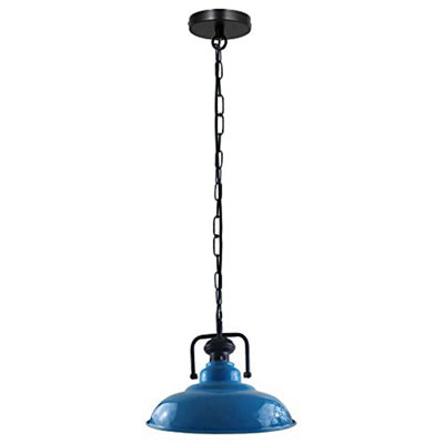 Ledsone Blue Glass Metal Pendant Lamp36Cm Dome ShadeE27 Ceiling Fixture from B&Q