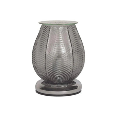  - Aroma Electric Wax Melt Burner TouchRibbed Grey Lustre