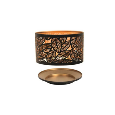Aroma Candle Shade & Tray Set 15Cm BlackLeaves from B&Q