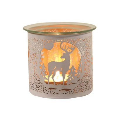 Aroma Multi Functional Tealight Wax Melt Burner 10.5Cm WhiteStag from B&Q