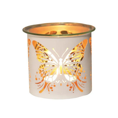 Aroma Wax Melt Burner 10.5Cm WhiteButterfly from B&Q