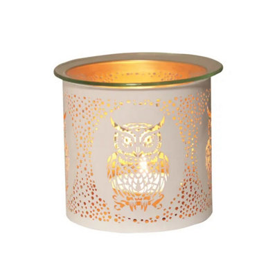 B&Q -  Aroma Multi Functional Tealight Wax Melt Burner 10.5CmWhite Owl